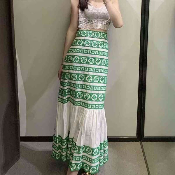 

za summer temperament wild women skirt embroidery half length pleated casual high waist mid, Black