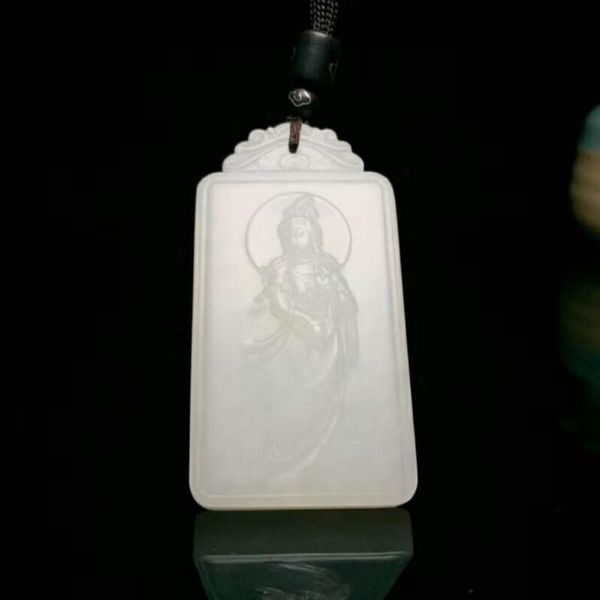 

lockets h60#exquisite hetian jade guanyin pendant, Silver