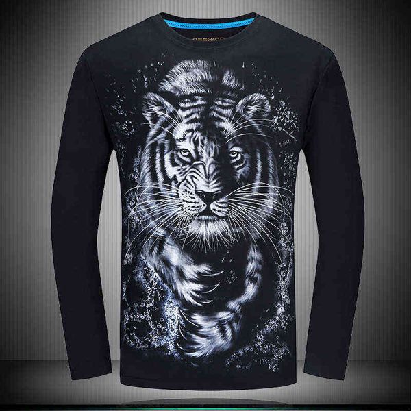 

men's t-shirts 2022 fashion creative three-dimensional pattern trendy youth print loose long sleeve 3dt, White;black