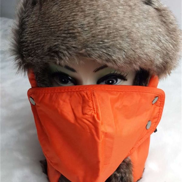 

winter outdoor cycling plush thickened with mask lei feng korean men's and women's warm northeast hat fashion, Blue;gray