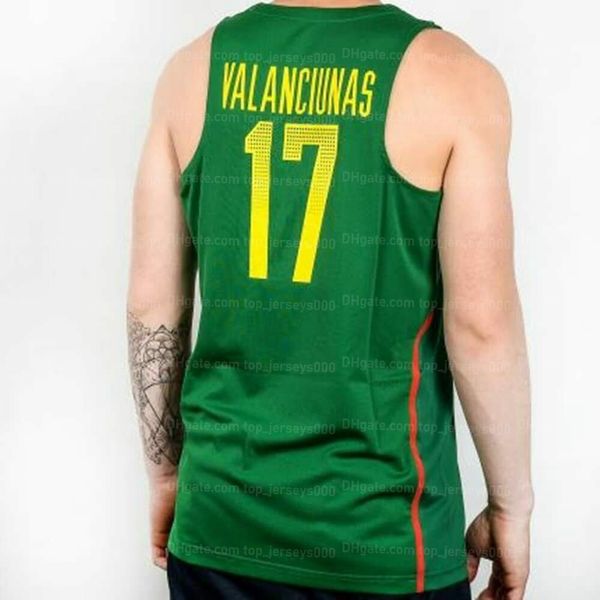 Maglia da basket personalizzata Jonas Valanciunas # 17 Maglia verde cucita con ricamo Taglia S-4XL Qualsiasi nome e numero Maglie di alta qualità