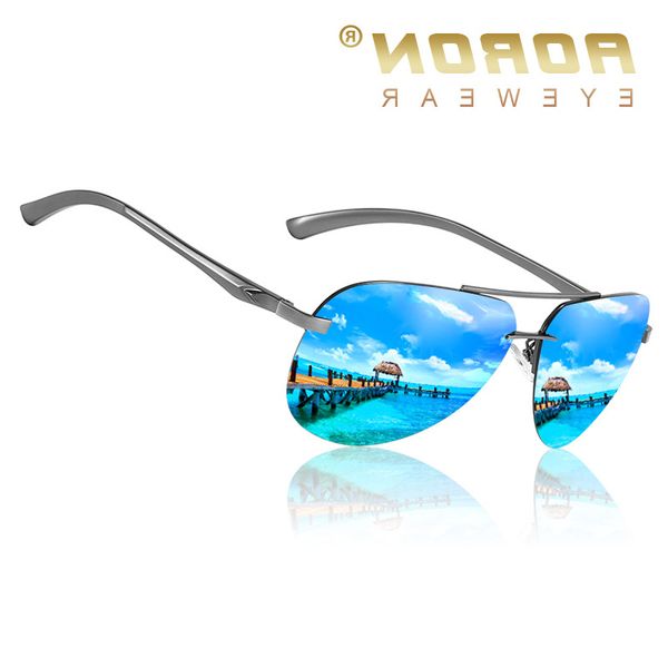 

aoron men polarized sunglasses men brand design sun glasses aluminum leg mirror lens sunglasses for men/women glasses wholesale, White;black