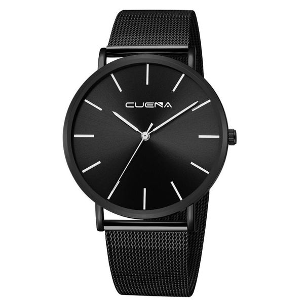

wristwatches cuena luxury watch men mesh ultra-thin stainless steel quartz wrist male clock reloj hombre relogio masculino in, Slivery;brown