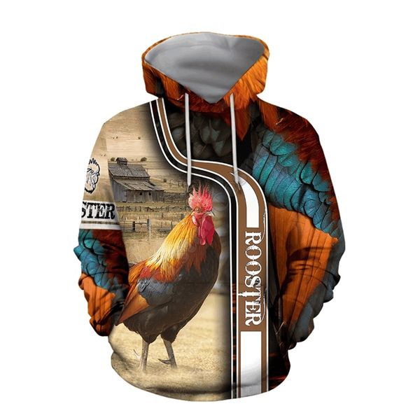 

new chicken pattern 3d digital sweater hoodie printed jacket men's sweater, Black