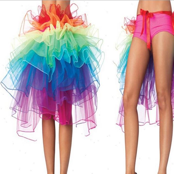 

1 pc peacock dance women skirt rainbow tail bustle colorful summer fluffy tutu, Black