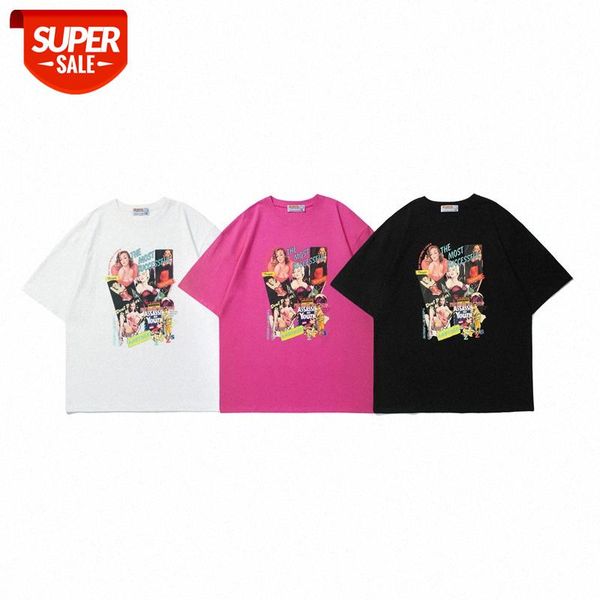 

mansclot character print round neck loose short sleeve t-shirt male half #qn5a, White;black