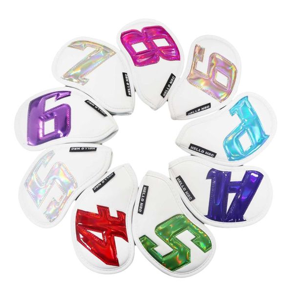 

9x pu leather golf iron head cover durable club headcover universal fit heads