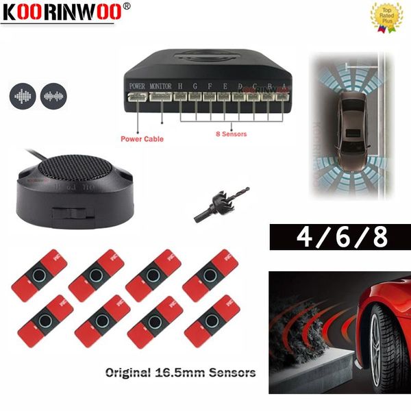 

car rear view cameras& parking sensors koorinwoo parktronic 4/6/8 front with back radars 16.5mm flat step speaker buzzer 12v reverse assista