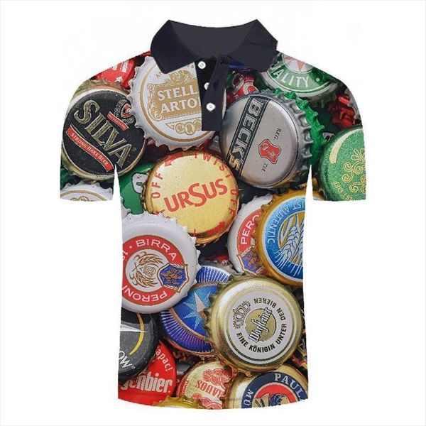 

zoobear summer shirt mens polos short sleeve 3d beer printed shirts, White;black