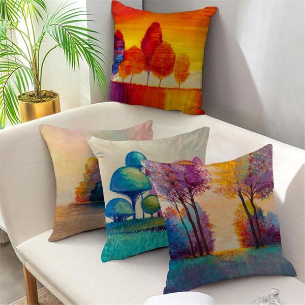 

cushion/decorative pillow 45x45 forest lake abstract style short plush/peach skin/linen pillows cover sofa bed decorative case home decorati