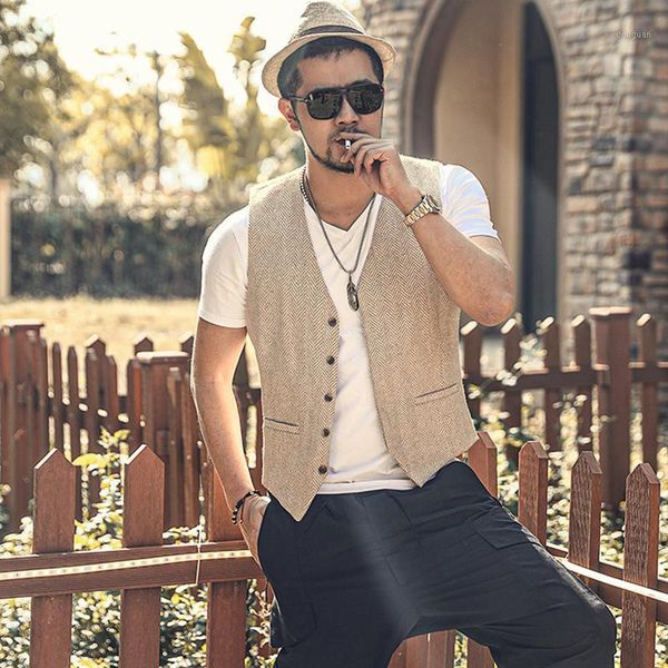 

men's vests club spring dress herringbone twill cloth slim waistcoat hidden buckle vest m6005, Black;white