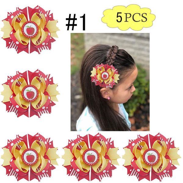 

hair accessories 5pcs -a back to school bows pencil clips i love, Slivery;white