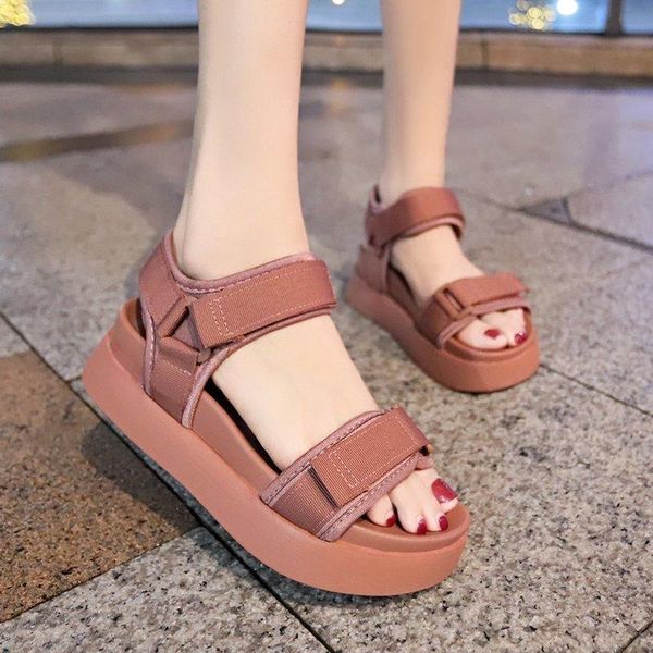 

platform sandals women thick sole shoes summer vacation leisure open toe zapatos mujer 2021, Black