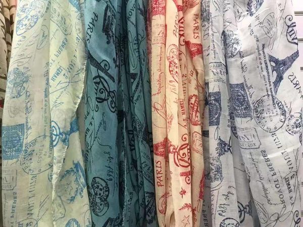 

scarves 2021 fashion eiffel tower with stamp print shawls paris style lady scarf hijab wrap 4 coloe 10pcs/lot, Blue;gray