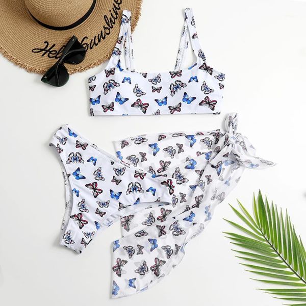 

snake print high waist bikini 2021 women swimsuit swim cover up bikinis set 3 piece female swimwear beach wear bathing suit women's, White;black