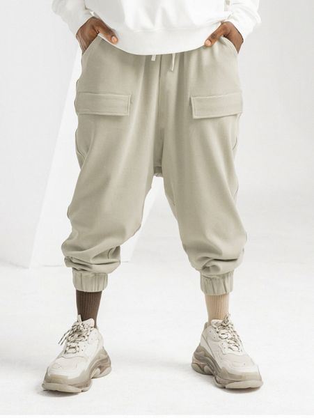 

men drawstring waist sweatpants u4b9#, Black