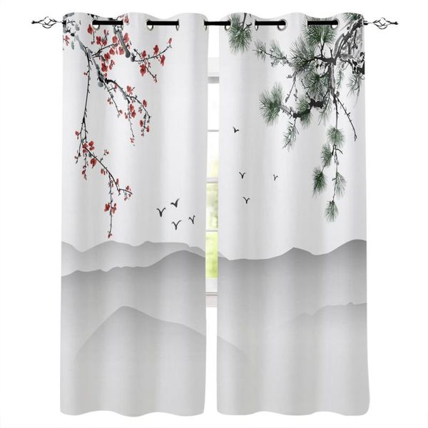 

curtain & drapes plum blossom flowers branches ink painting curtains bedroom living room kitchen decorations for children gift home textiles