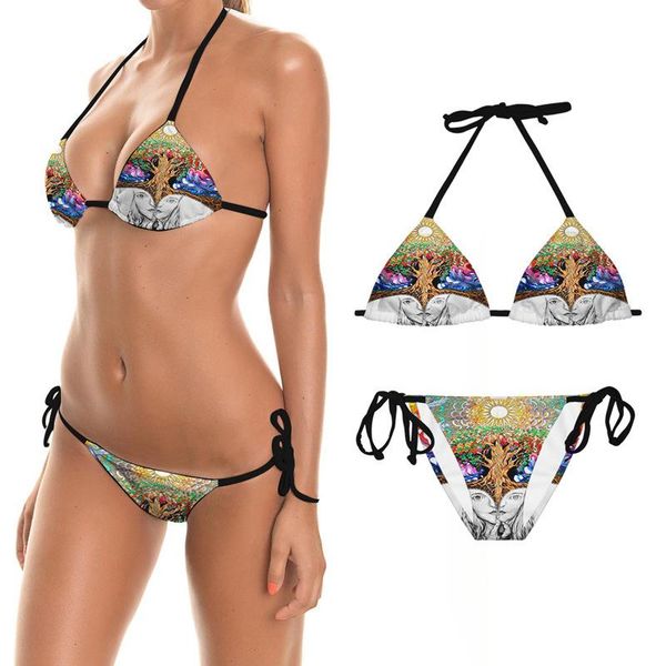 

women's swimwear bikinis digital printing separa swimsuit women swimming suit for halter thongs push up brazilian bikini, White;black