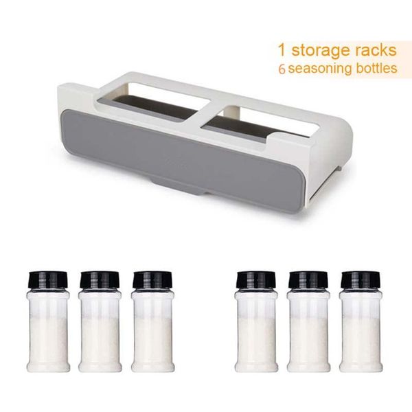 

storage bottles & jars home kitchen spice organizer rack multi-function rotating shelf slide cabinet cupboard