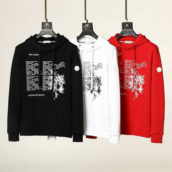 

designer monclairs mens hoodies french brand women sweatshirts luxury embroidered men s hooded sweater, Black