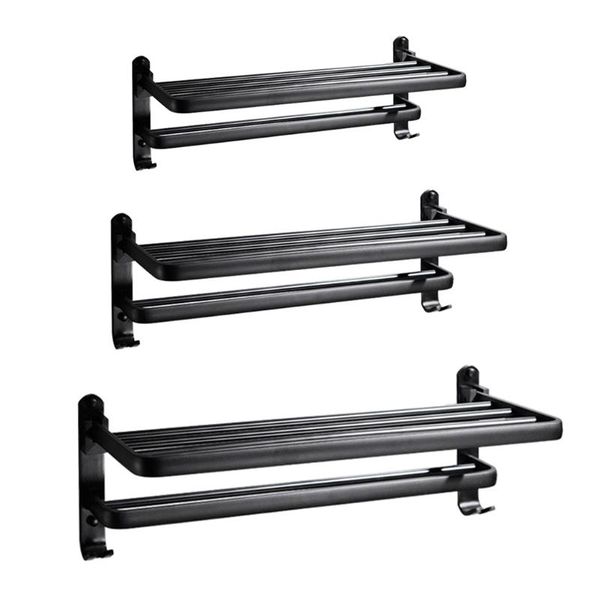 

space aluminum black towel rack wall mounted folding holder storage shelf racks