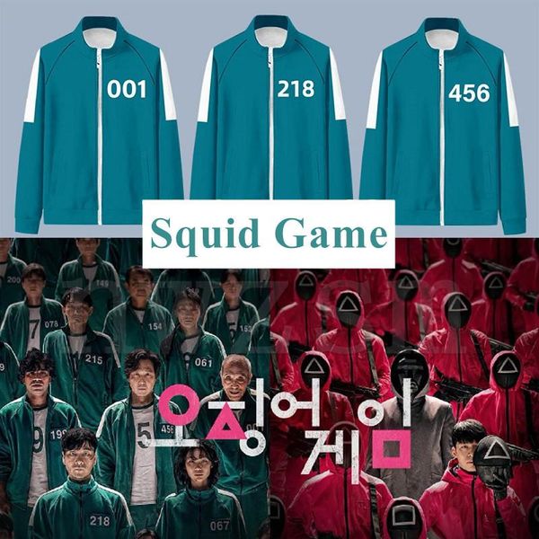 

men's hoodies & sweatshirts juego calamar squid game jacket korean men autumn sweater zipper baseball jackets costume cosplay sportswea, Black