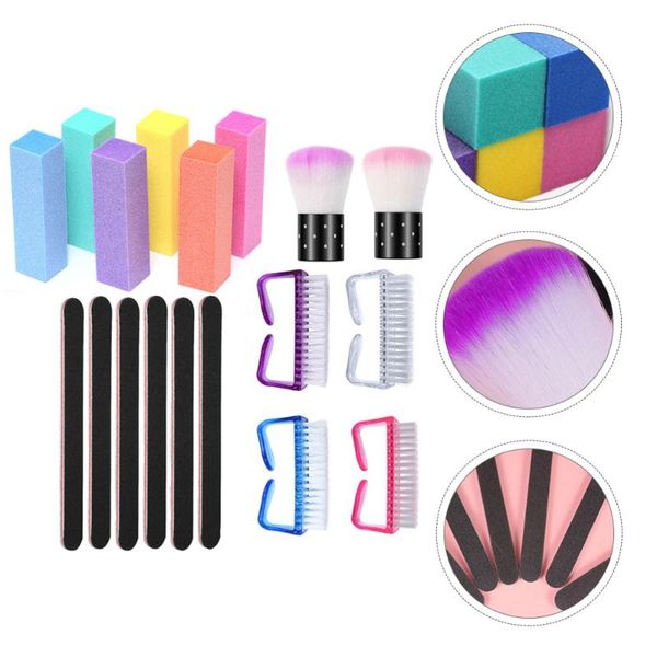 

set manicure files nail polish buffers beauty prop cleaning brush art kits