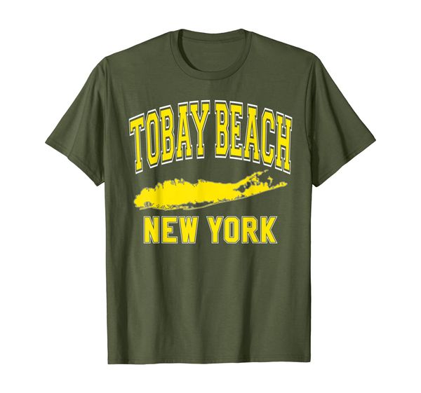 

tobay beach t shirt - long island varsity style yellow print, White;black