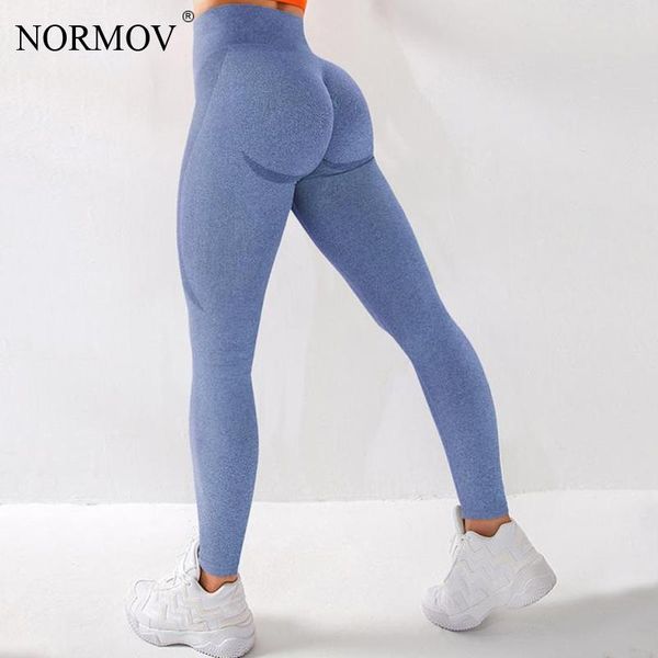 

NORMOV Push Up Leggings High Waist Women Fitness Workout Compression Leggins Women Running Seamless Sexy Gym Solid Color Legging, Dark grey