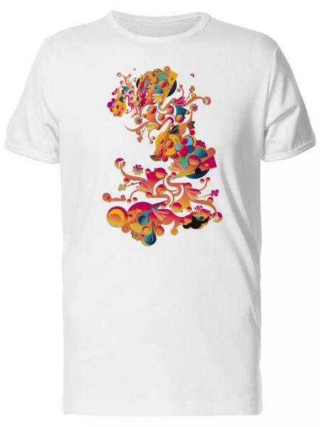 

colorful floral ornaments men's tee -image by shutterstock, White;black
