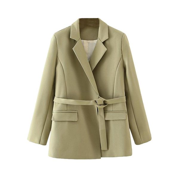 

women's suits & blazers elegant women solid notched collar jas 2021 fashion ladies shirt streetwear chic pocket green jackets, White;black