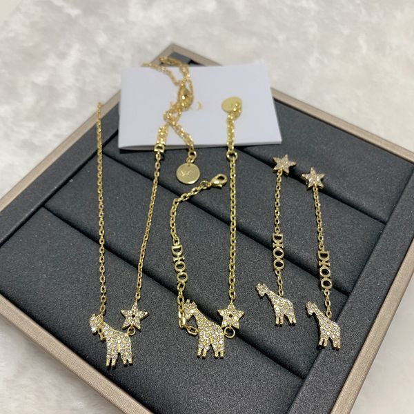 

new star giraffe letter earring necklace set high version material bracelet accessories black friday