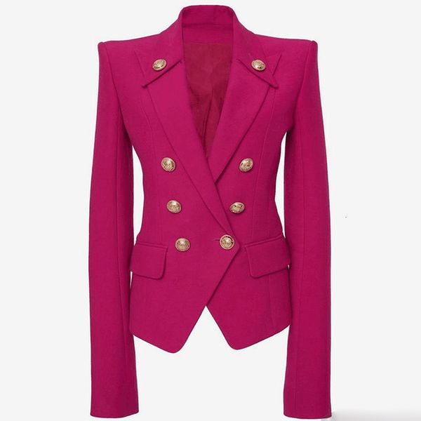 

women's suits & blazers stylish designer double breasted lion buttons slim fitting jacket wd98, White;black