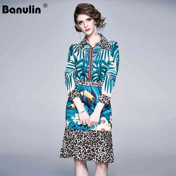 

runway two piece sets female leopard print lapel collar shirt blouse + high waist ruffle pleated skirt suits women outfits 210603, White