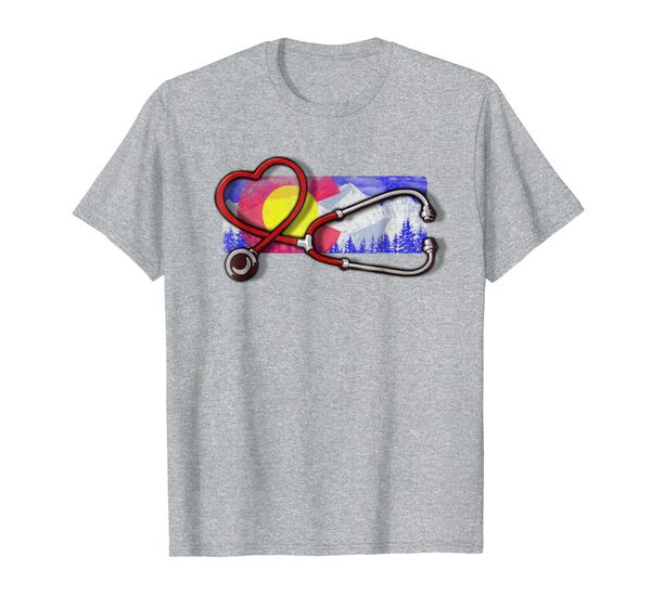 

colorado nurse t-shirt - heart stethoscope, White;black