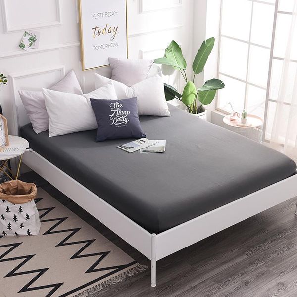 

100% cotton fitted sheet quality solid color bed four corners with elastic band mattress cover twin full queen king size sheets & sets