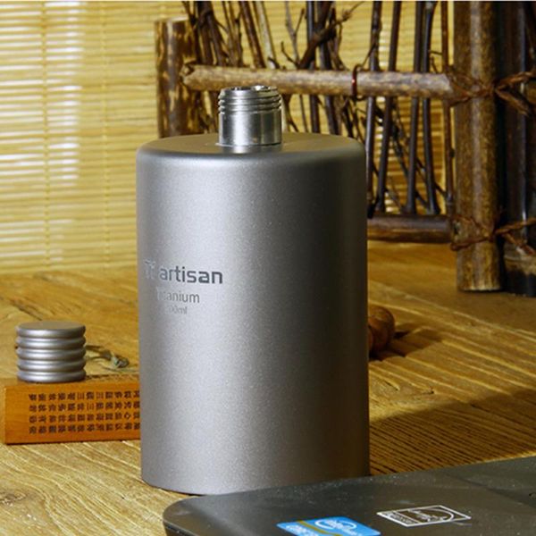 

hip flasks tiartisan outdoor titanium flask ultralight camping sports water bottle accessories wine whiskey flagon 7oz/200ml ta8601