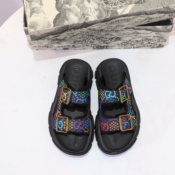 

9kyc women and men sandals slippers slides sneakers loafers sandals 35-46, Black