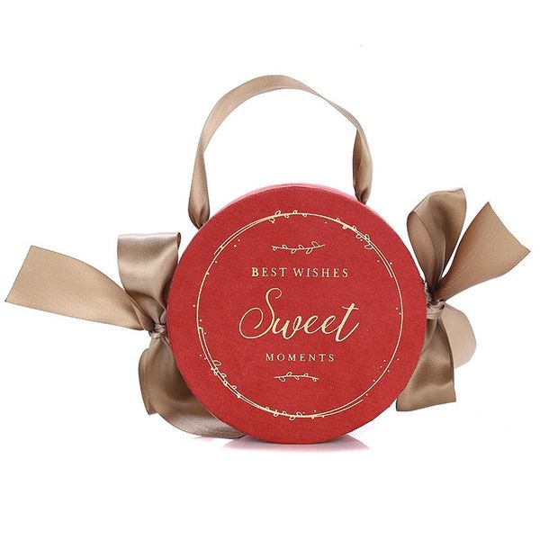 

gift wrap european-style cake wedding candy box with hand packaging christmas round flocking bag
