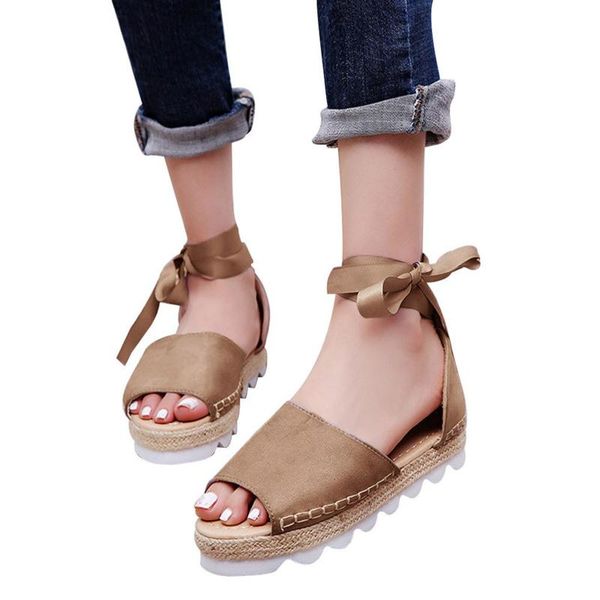 

ankle strap sandals women 2021 peep toe platform shoes summer ladies lace up thick bottom casual sandalias mujer, Black
