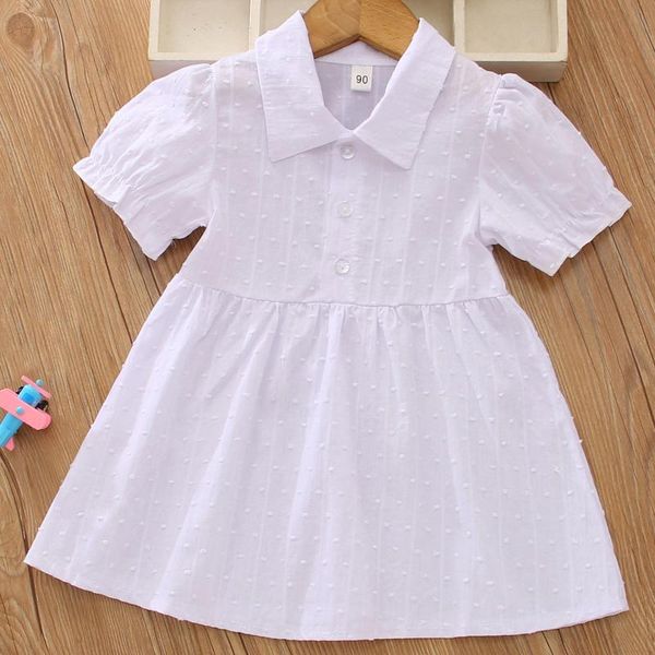 

girl's dresses kids for girls solid color short sleeve ruffles princess dress children lapel blouse elegant wedding party clothes, Red;yellow