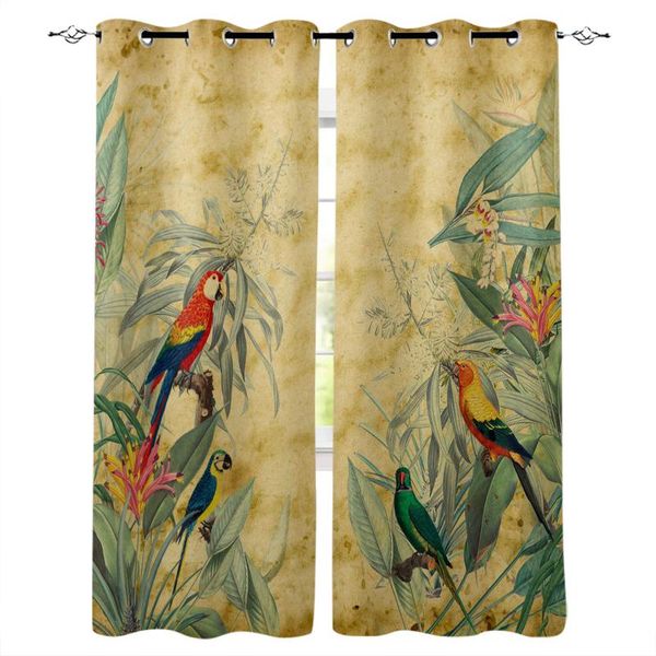 

spring parrot flowers retro bedroom modern window curtain for living room decoration curtains home textile drapes &