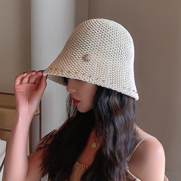 

2021 new sunflower water drill mesh early spring fisherman's women's summer thin bucket hat sunscreen cover basin, Yellow
