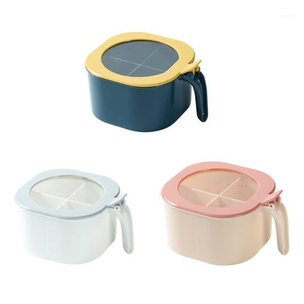 

storage bottles & jars lxaf spice jar pot 4 compartment condiment box seasoning bottle container with lid