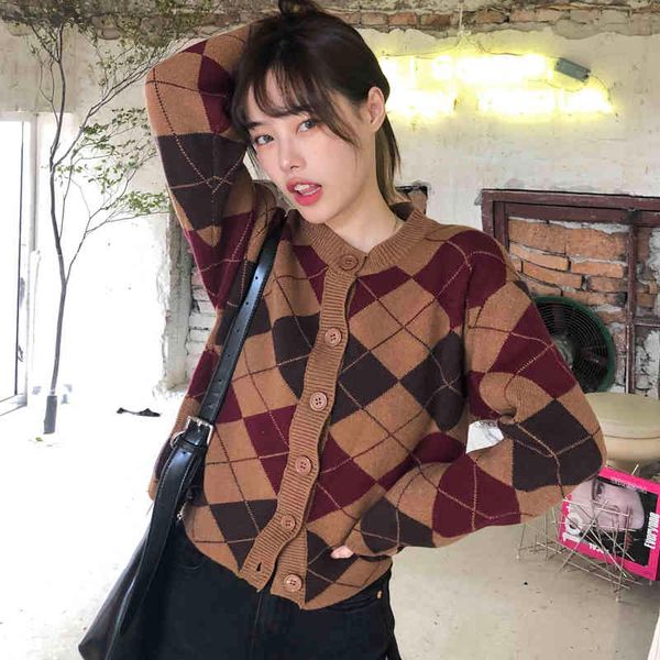 

women's jackets female qiu dong loose control to film diamond checked sweater vest brief paragraph languid is lazy cardigan restore one, Black;brown
