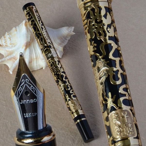 

jinhao 18kgp medium nib 5000 black and golden orange red white 3 colors for choose business gift fountain pens