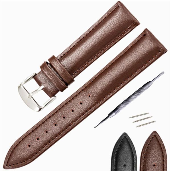 

watch bands handmade black brown watchband strap leather men women genuine 14mm 16mm 18mm 20mm 22mm 24mm belt