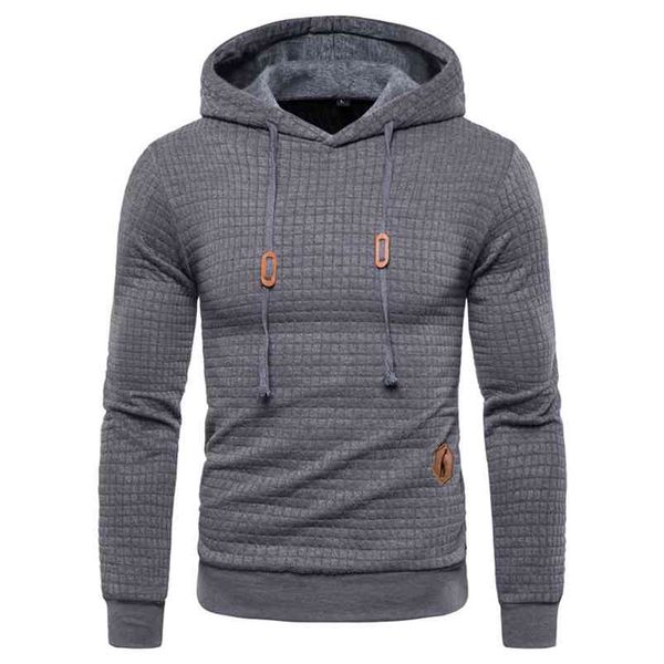 

autumn winter fashion hoodied mens sweatshirts plaid cotton hoody hoodies for men sportswear casual hoodie men 210728, Black