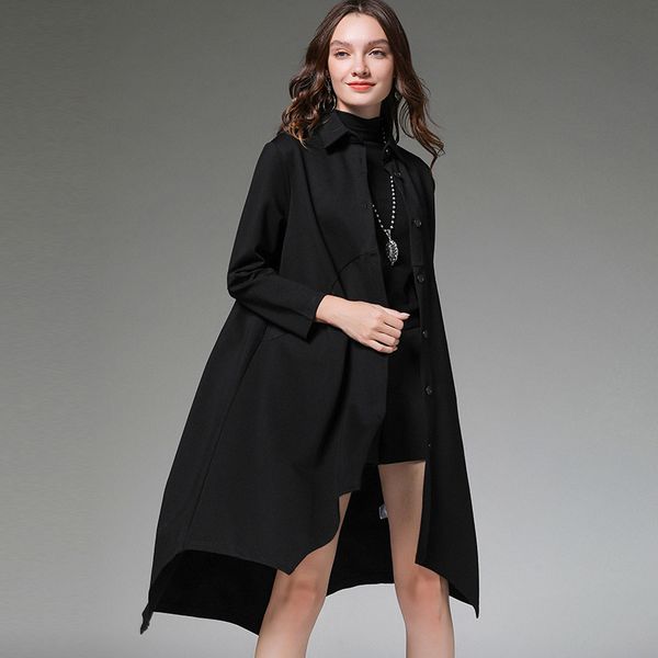 

big yards dresses large women's clothing autumn and winter 2021 fat mm windbreaker loose thin fashion versatile medium long foreign sty