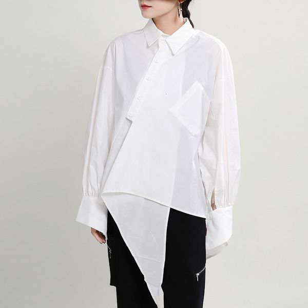 

blouses Msxu Autumn product irregular fashions mid-length women's loose shirts, White